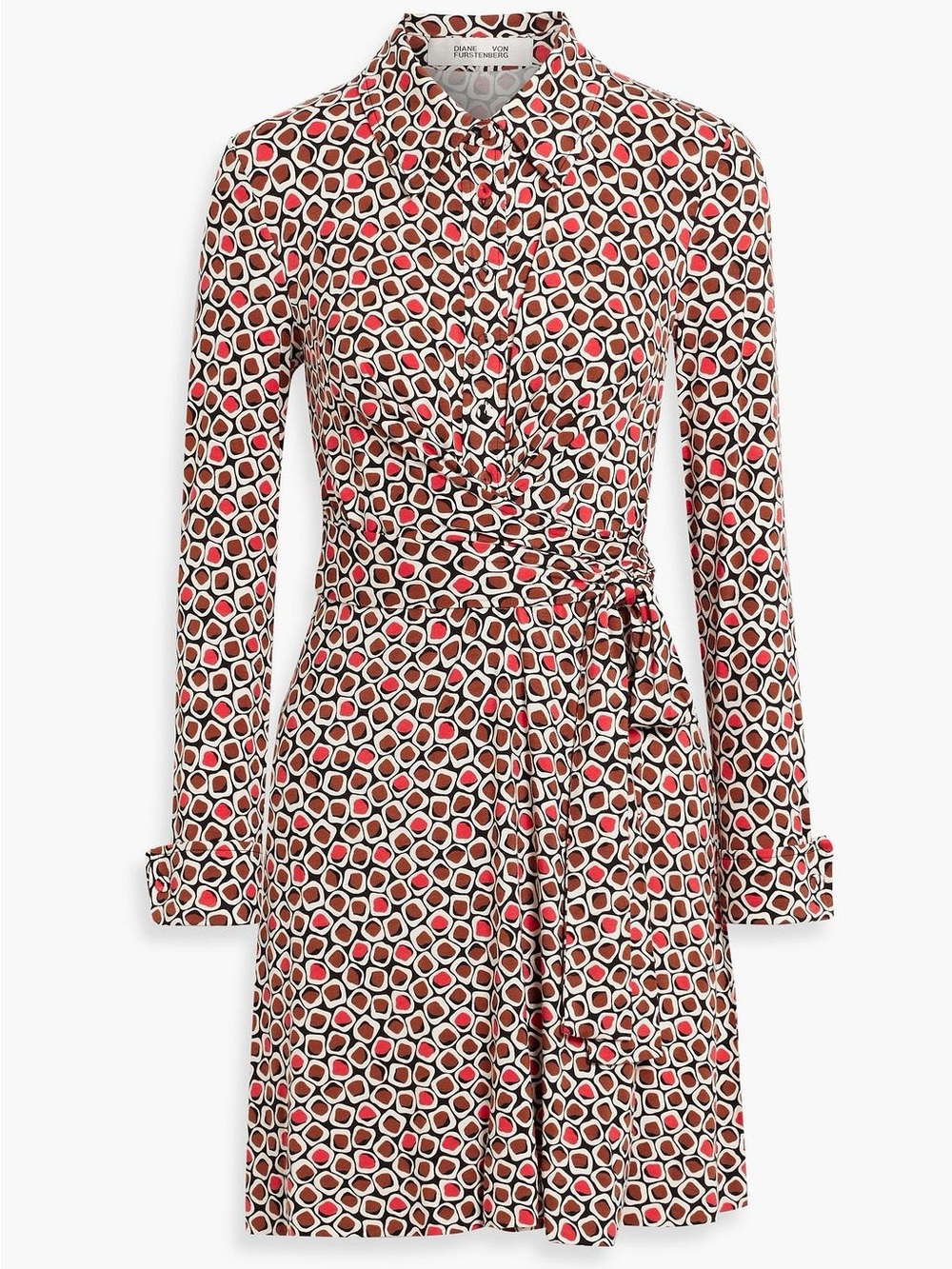 Diane Von Furstenberg Didi Printed Stretch-jersey Mini Wrap Dress Brick Medium
